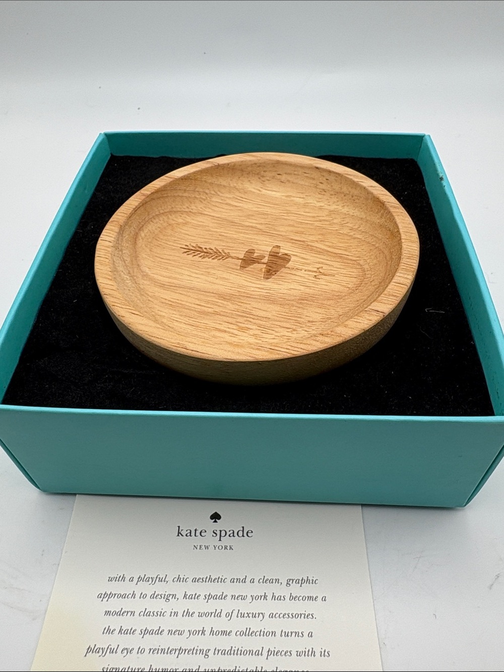 Kate Spade Natural Wood Heart & Arrow Trinket/ Ring Dish